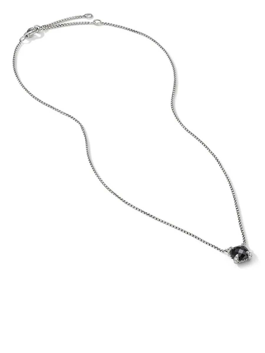 серебряное колье Petite Chatelaine с ониксом и бриллиантами 4