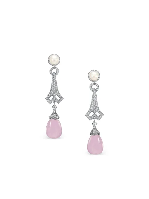 14K white gold and rhodium vermeil Moderne multi-stone earrings