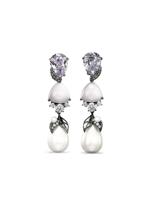14K white gold and rhodium vermeil Berry multi-stone earrings
