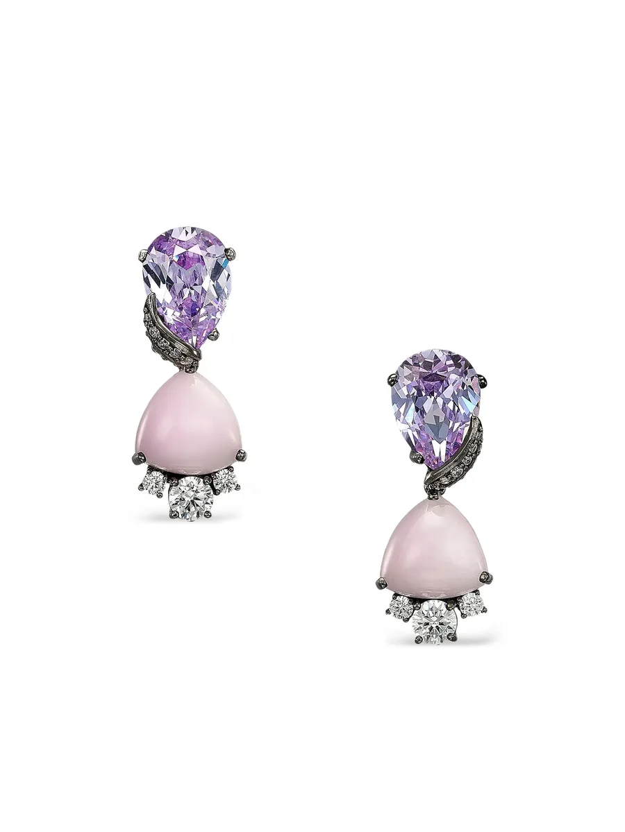 14K white gold and rhodium vermeil Berry multi-stone earrings 5