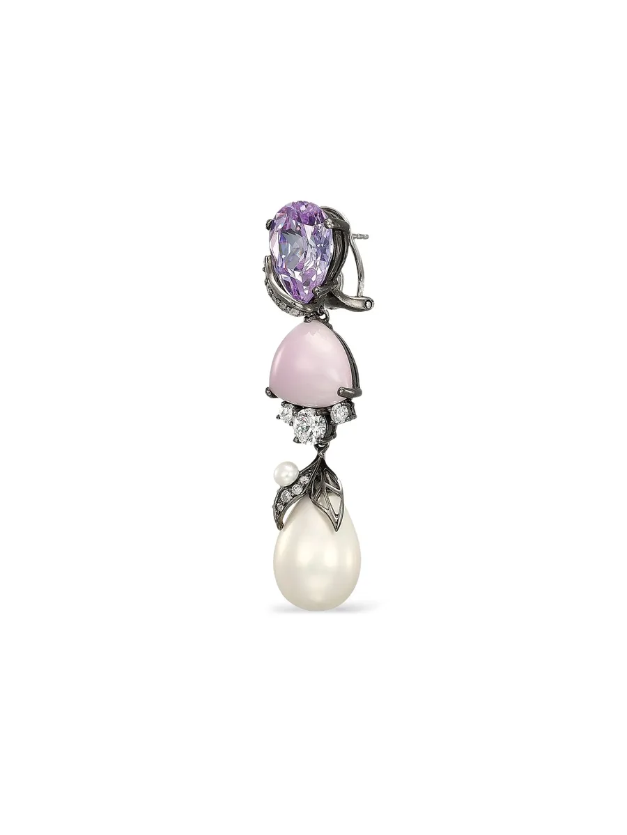14K white gold and rhodium vermeil Berry multi-stone earrings 9