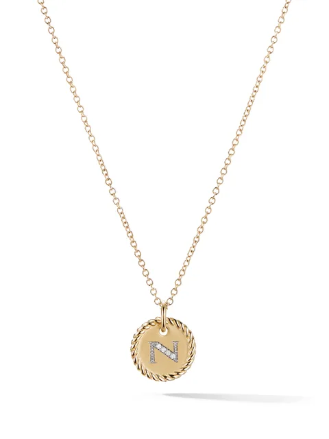 18kt yellow gold Cable Collectibles diamond N initial pendant necklace