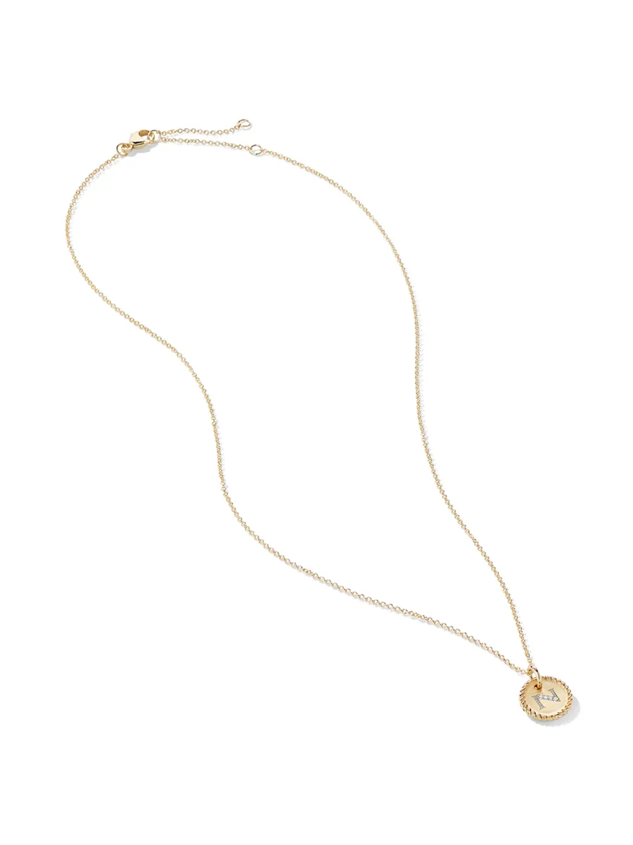 18kt yellow gold Cable Collectibles diamond N initial pendant necklace 6