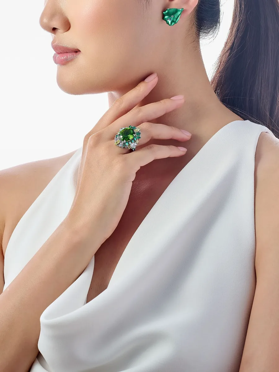 серьги Paraiba Petal с камнями 8