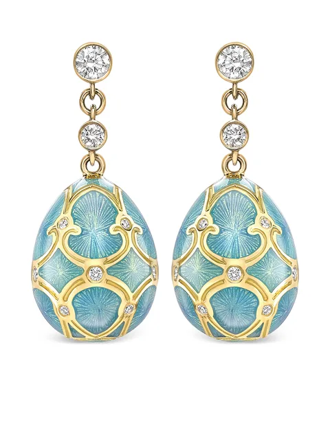 серьги-подвески Heritage Egg из желтого золота с бриллиантами и жемчугом