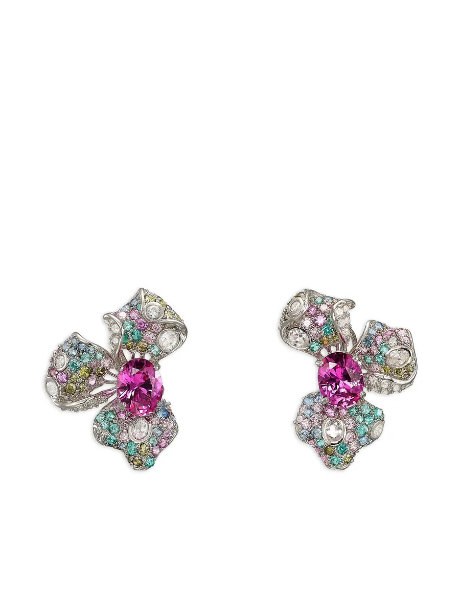 14K white gold and rhodium vermeil Orchid multi-stone earrings 6