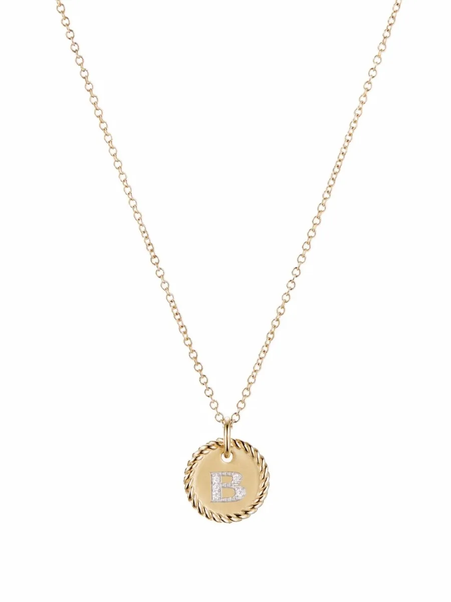 колье B Initial Charm из желтого золота с бриллиантами 2