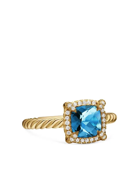кольцо Petite Chatelaine из желтого золота с топазом и бриллиантами (7 мм)