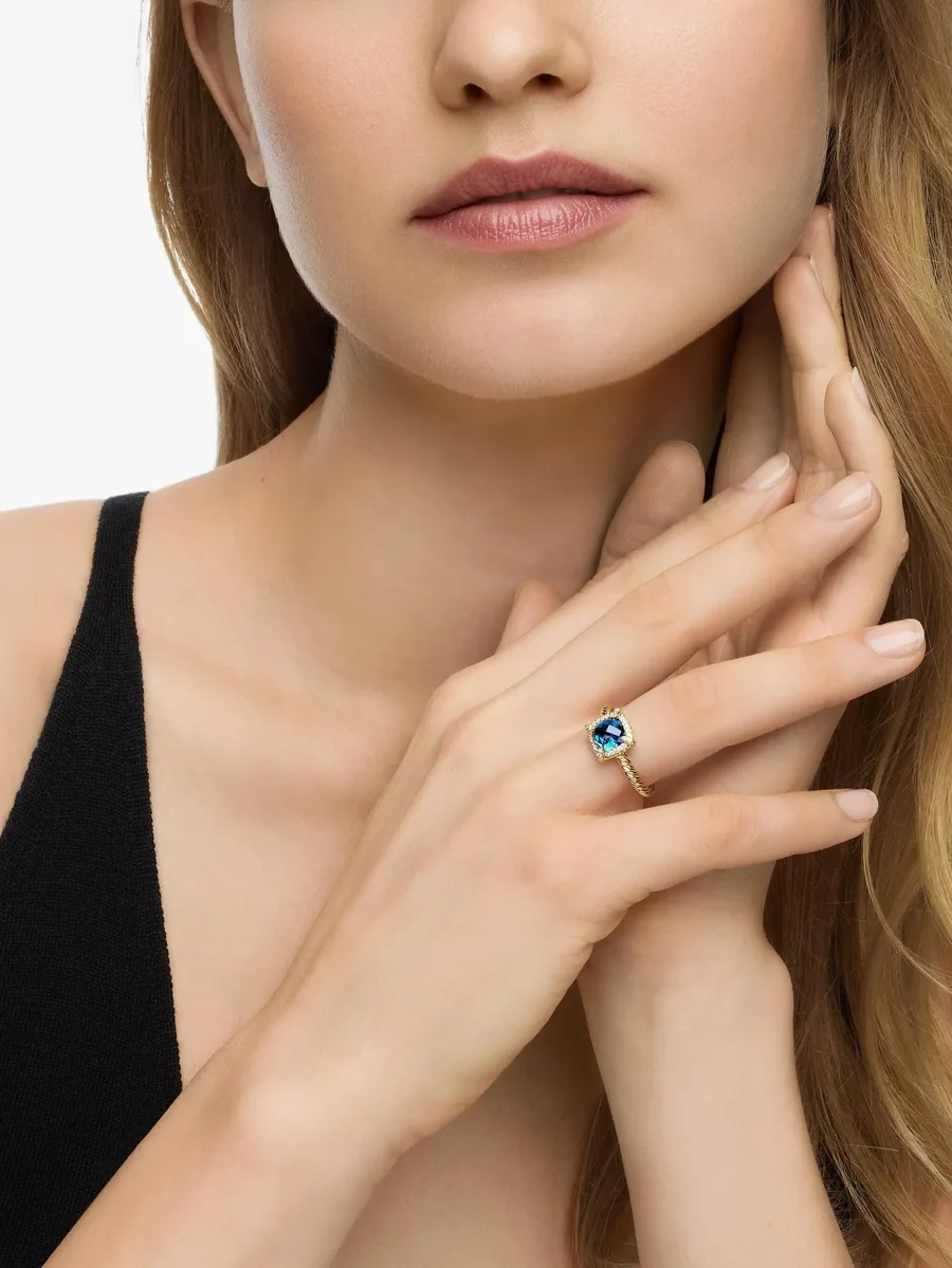 кольцо Petite Chatelaine из желтого золота с топазом и бриллиантами (7 мм) 6