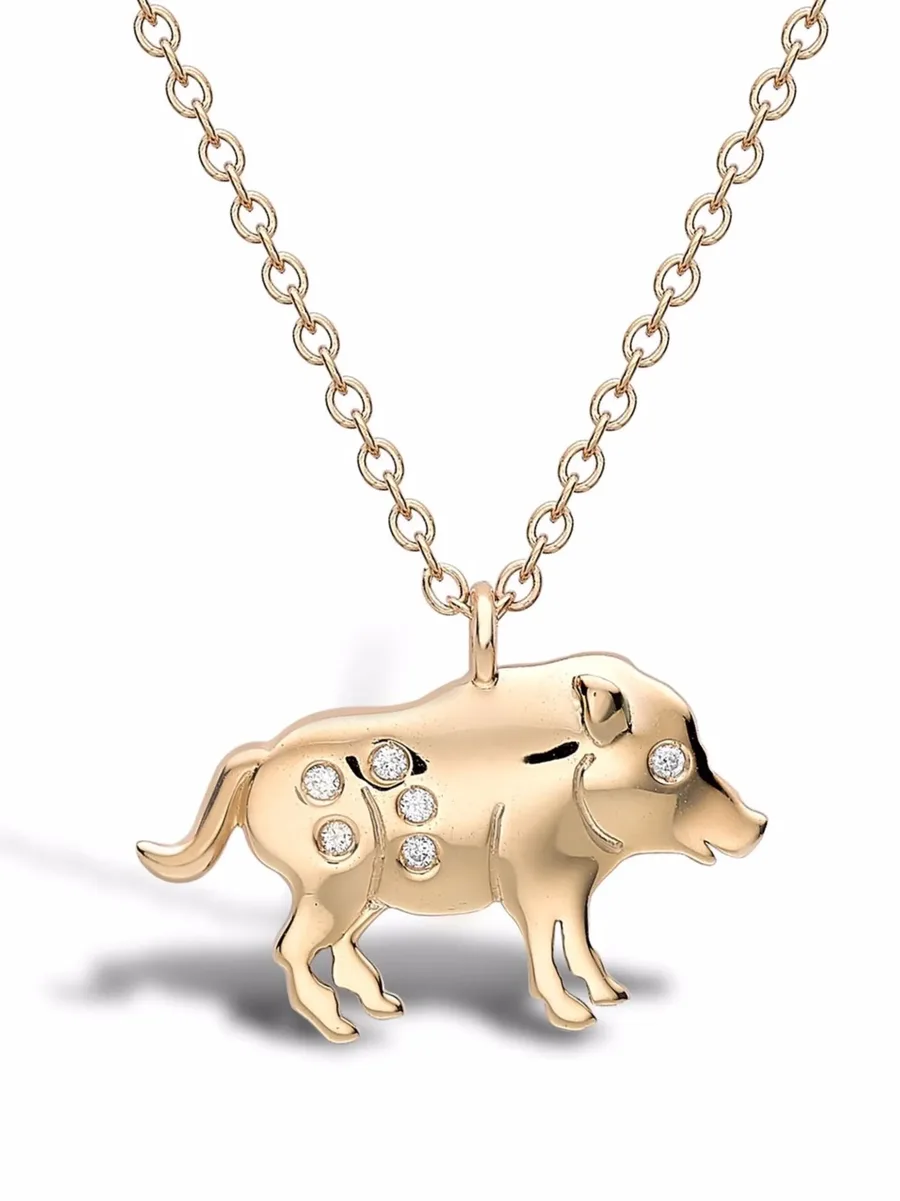 подвеска Zodiac Pig из желтого золота с бриллиантами 2