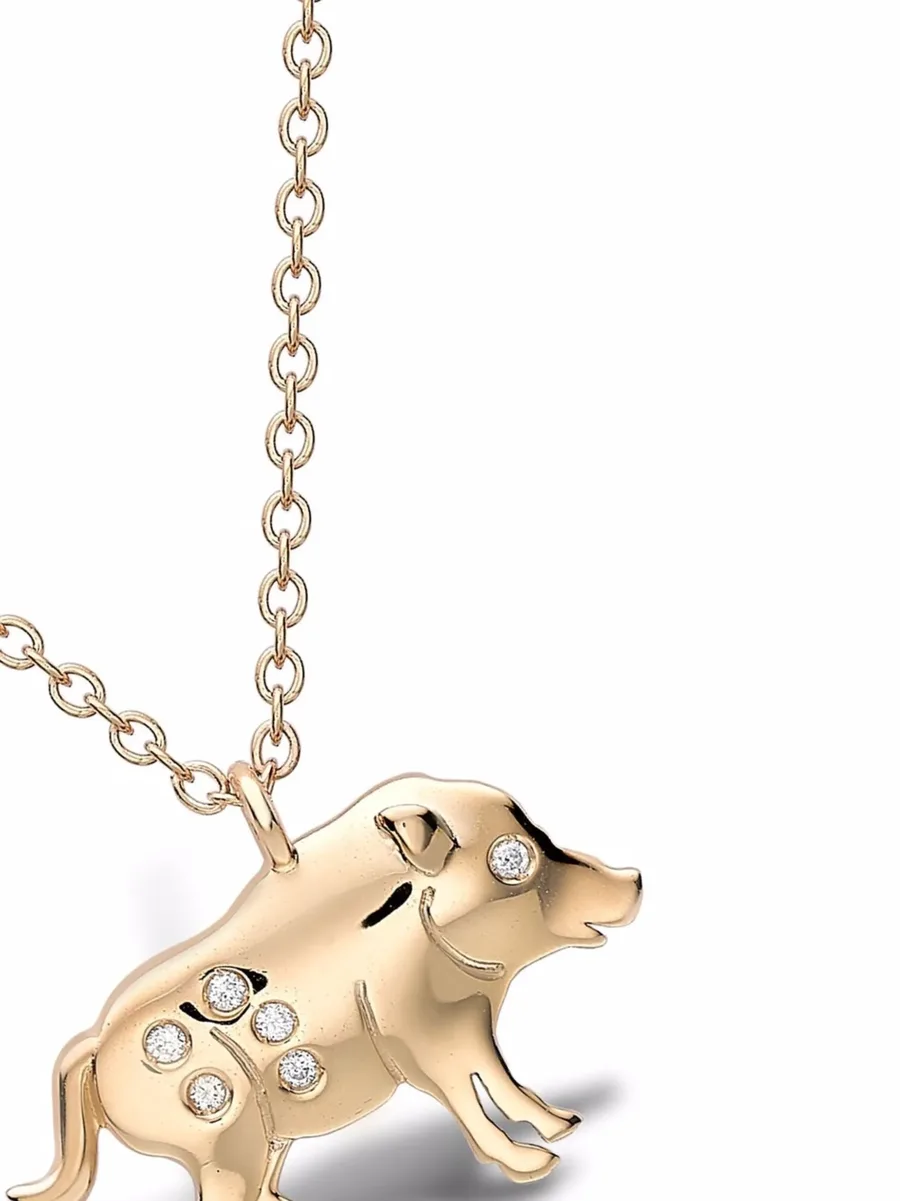 подвеска Zodiac Pig из желтого золота с бриллиантами 4