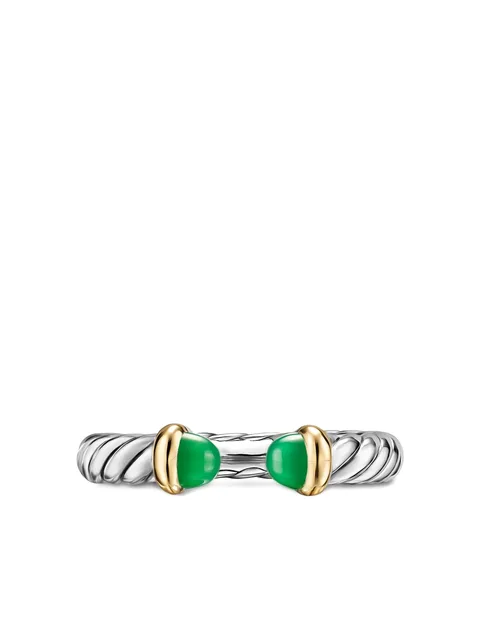 кольцо Petite Cable из серебра и желтого золота с ониксом
