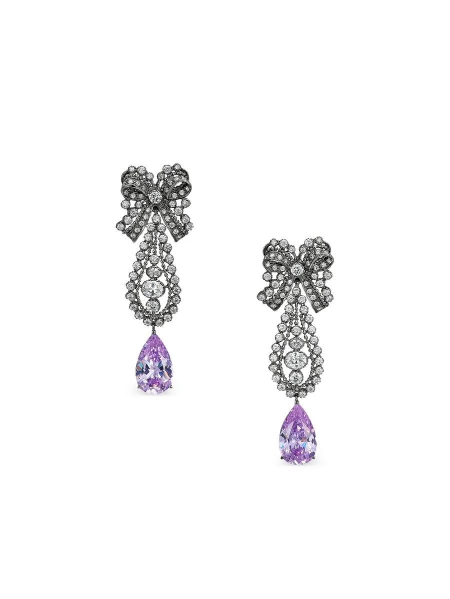 серьги Dentelle Bow с бриллиантами и аматистом 2