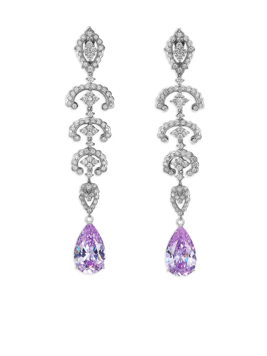 серьги Scallop Lace с аметистом и бриллиантами 1
