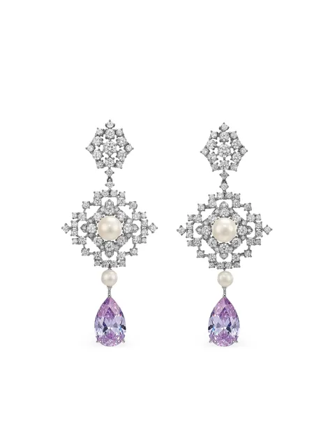 rhodium vermeil Pixelise multi-stone earrings