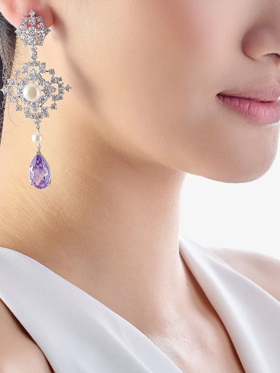rhodium vermeil Pixelise multi-stone earrings 4