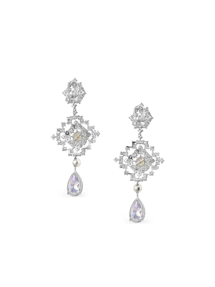 rhodium vermeil Pixelise multi-stone earrings 5
