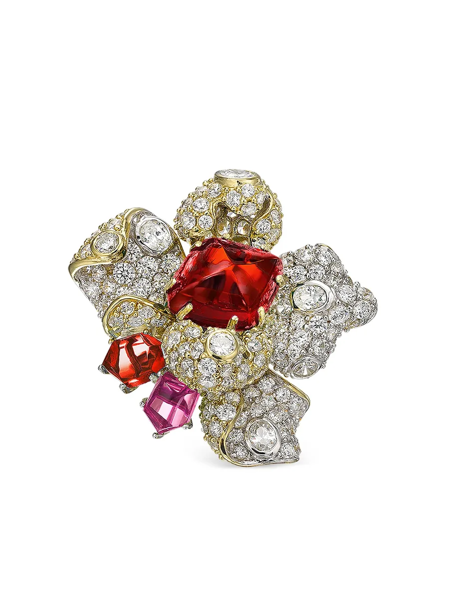 позолоченное кольцо Ruby Blossom с камнями 5