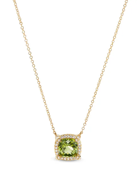 7mm 18kt yellow gold Chatelaine peridot and diamond necklace