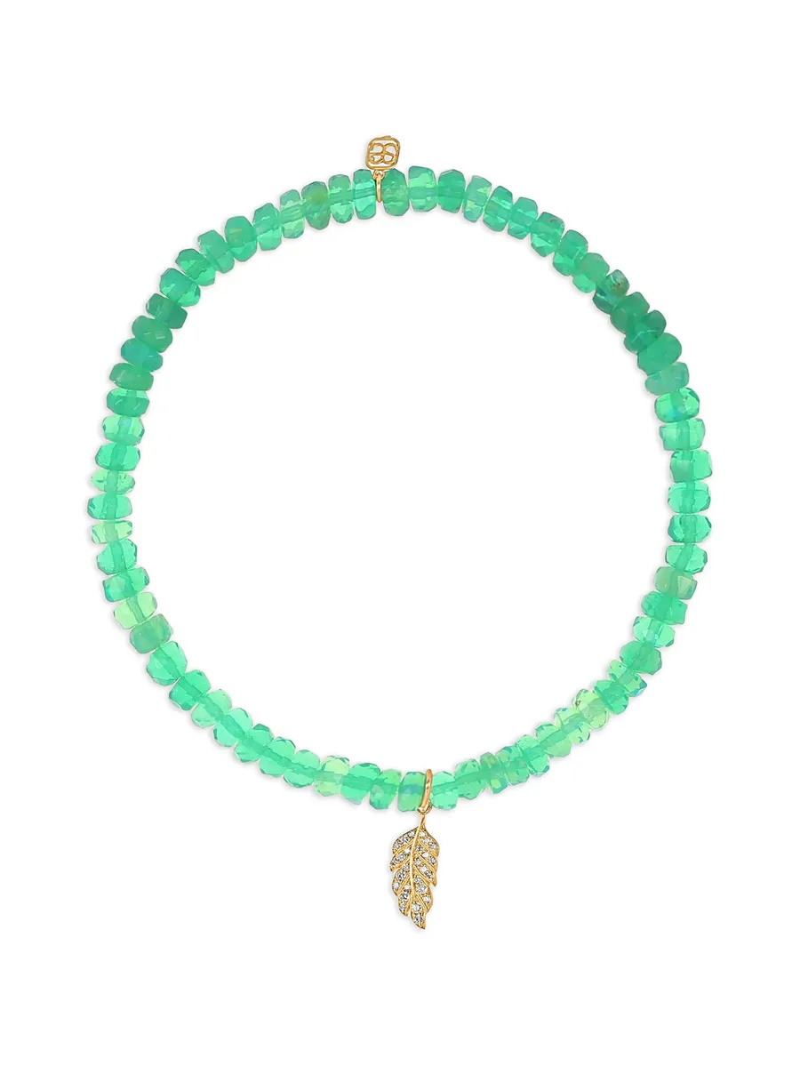Feather opal and diamond charm bracelet 2