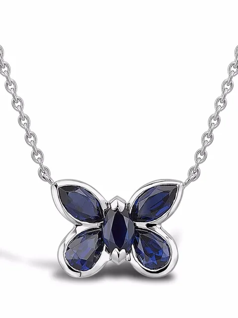 серьги Butterfly из белого золота с сапфиром