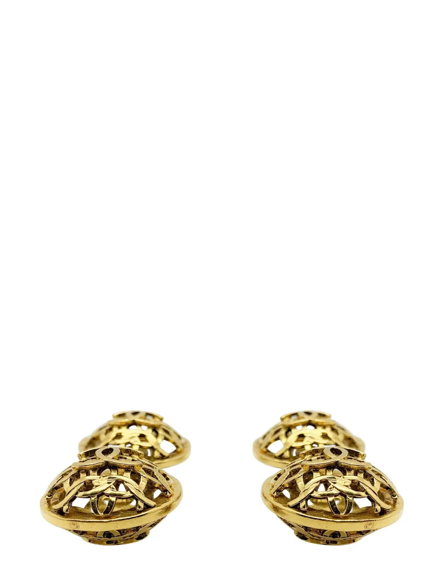 Vintage Chanel Double Orb Statement Logo Earrings 1980s 8