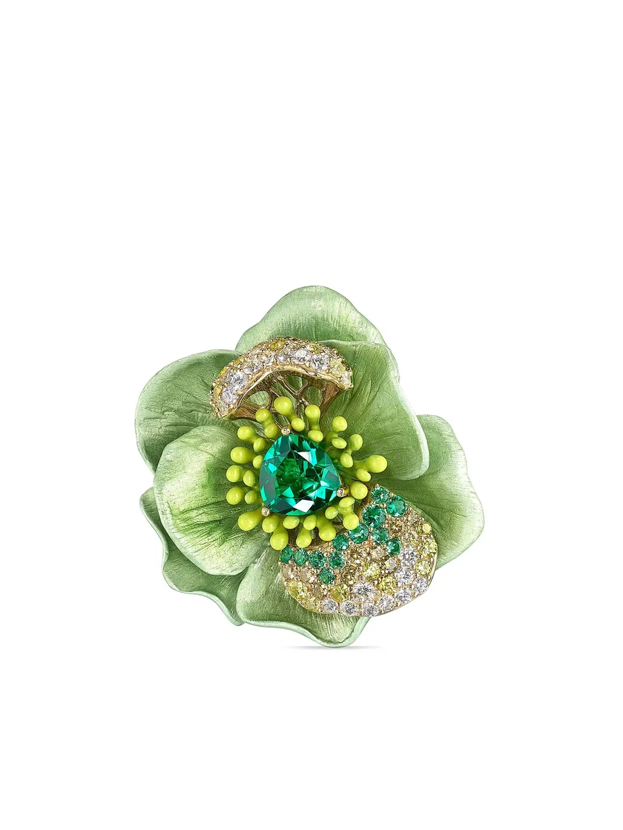 серьги Citrus Bloom из желтого золота с камнями 4