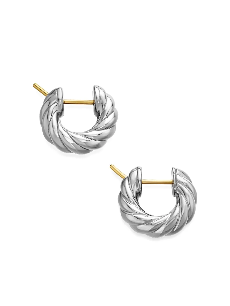 серебряные серьги-кольца Sculpted Cable (14.4 мм) 10