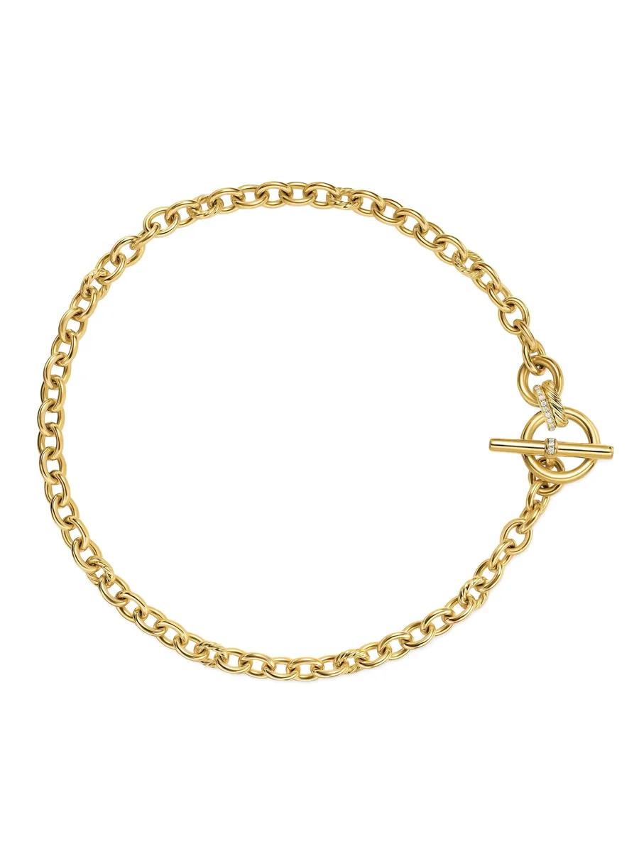 колье DY Mercer® Petite Toggle Chain из желтого золота с бриллиантами 2