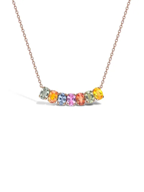 колье Rainbow Fancy из розового золота с сапфирами