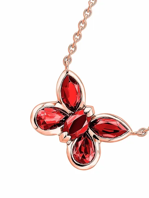 колье Butterfly из розового золота с рубинами