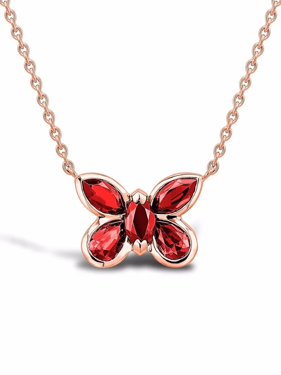 колье Butterfly из розового золота с рубинами 4