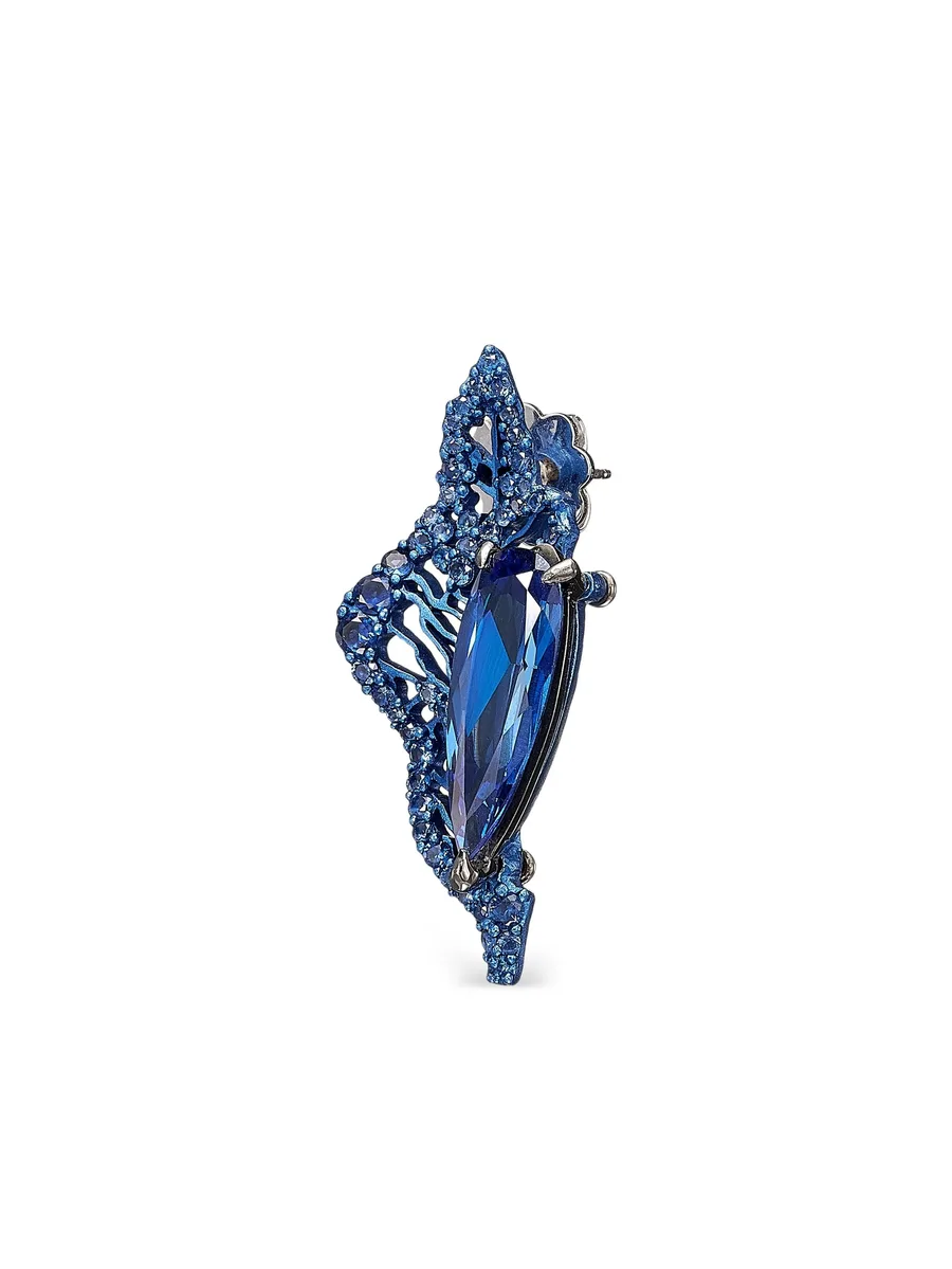 14K white gold and rhodium vermeil Midnight Halia sapphire earrings 6