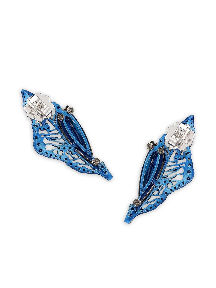 14K white gold and rhodium vermeil Midnight Halia sapphire earrings 7