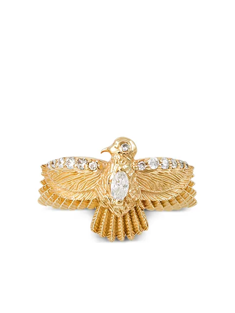14CT yellow gold small Thunderbird diamond ring