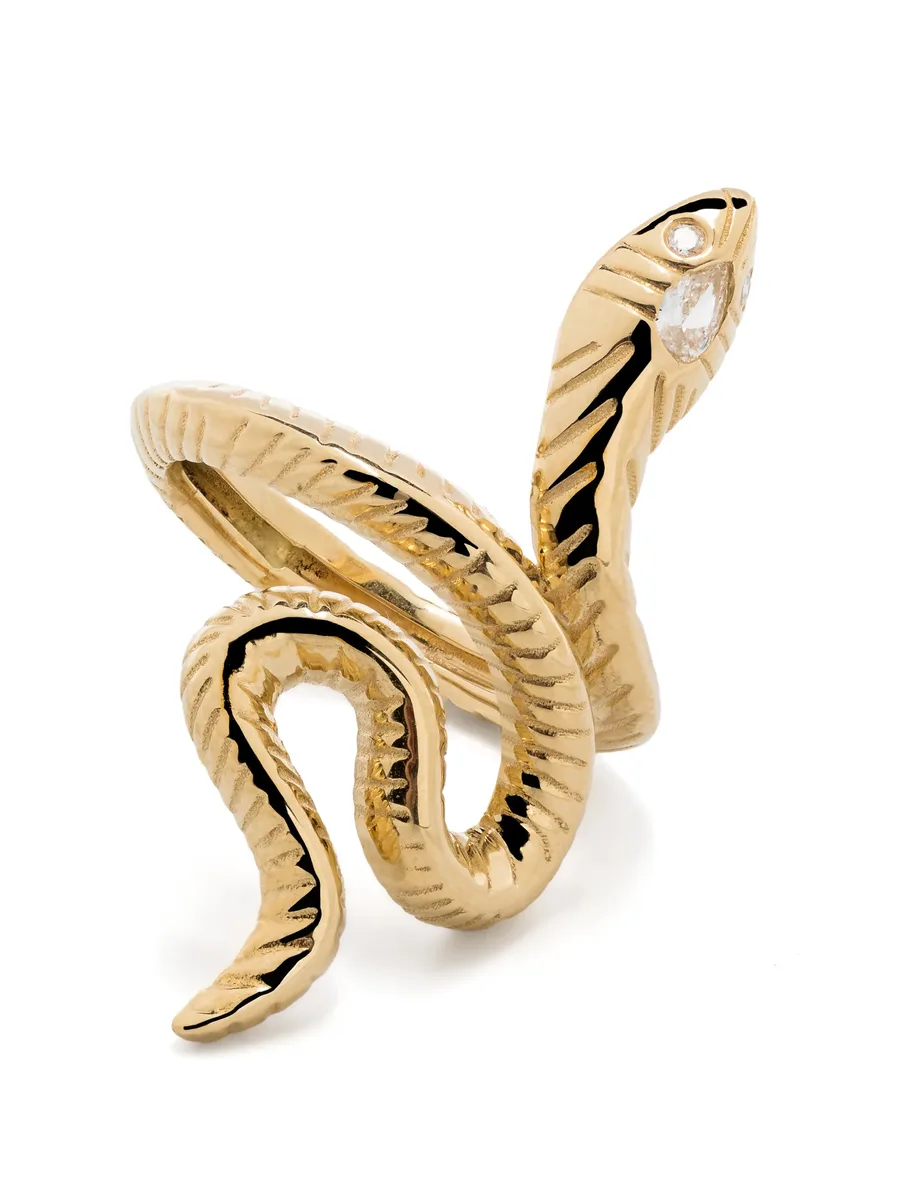 кольцо Teardrop Head Snake из желтого золота с бриллиантами 6