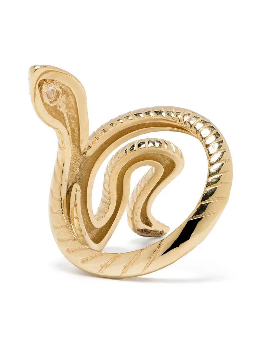 кольцо Teardrop Head Snake из желтого золота с бриллиантами 7