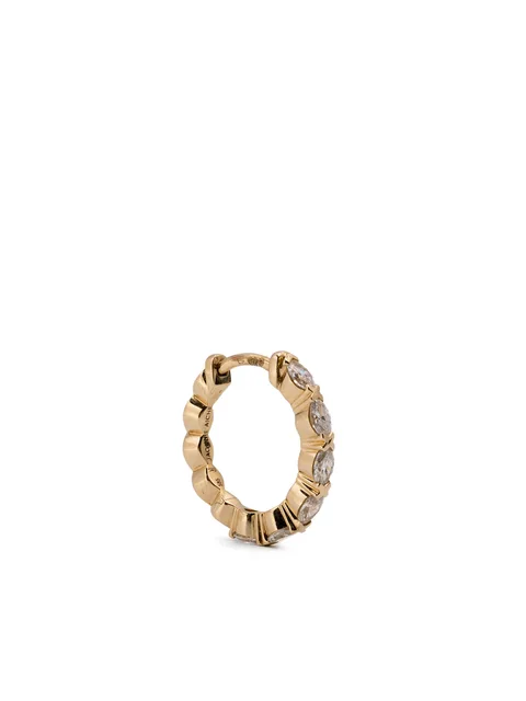14CT yellow gold diamond mini hoop earrings