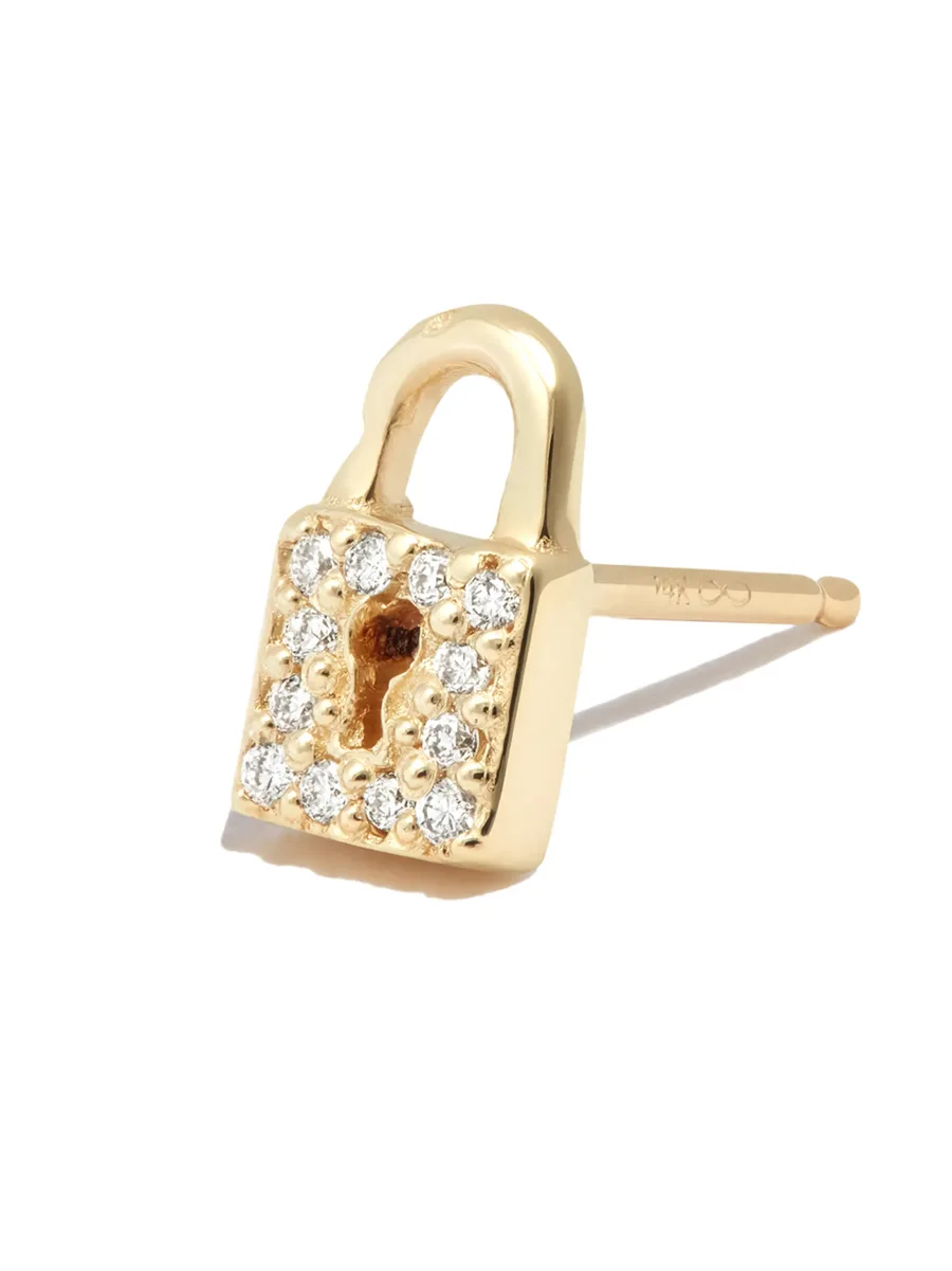 серьга-гвоздик из желтого золота с бриллиантами 4