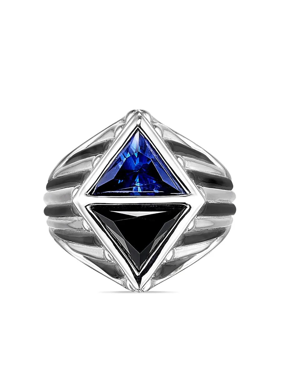 кольцо Signet из белого золота с бриллиантами и сапфирами 4