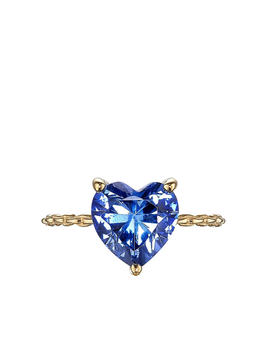 9kt yellow gold mini Heart sapphire ring 2