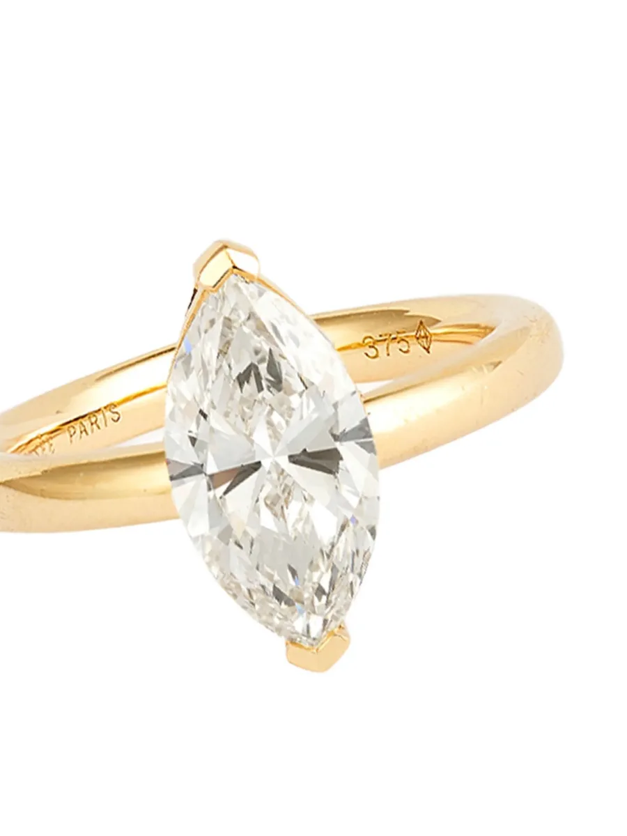 кольцо Marquise из желтого золота с бриллиантами 4