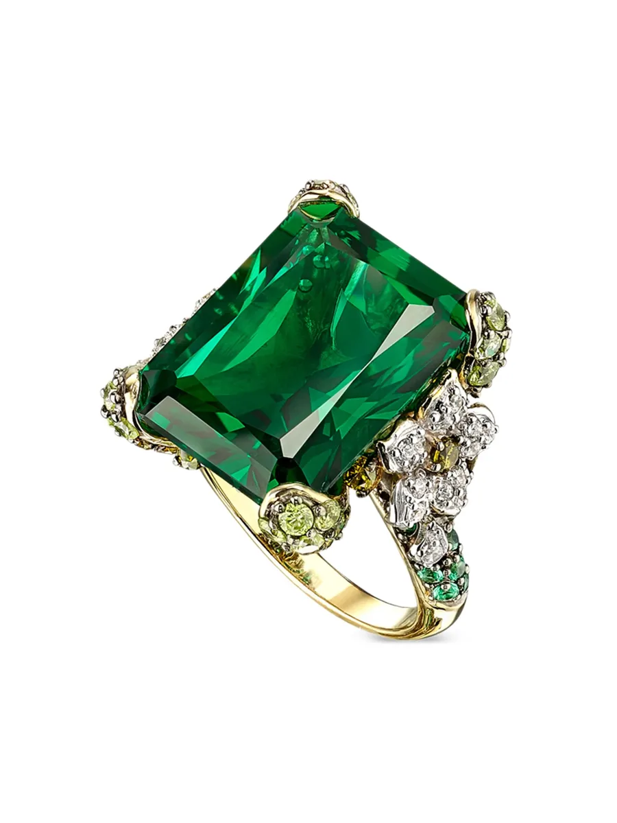 позолоченное кольцо Emerald Cinderella с камнем 4