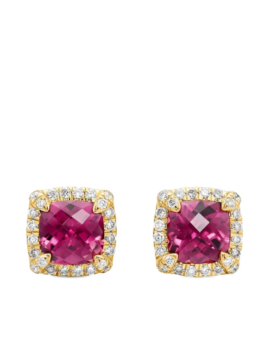 серьги Petite Chatelaine из желтого золота с турмалином и бриллиантами (5 мм) 2