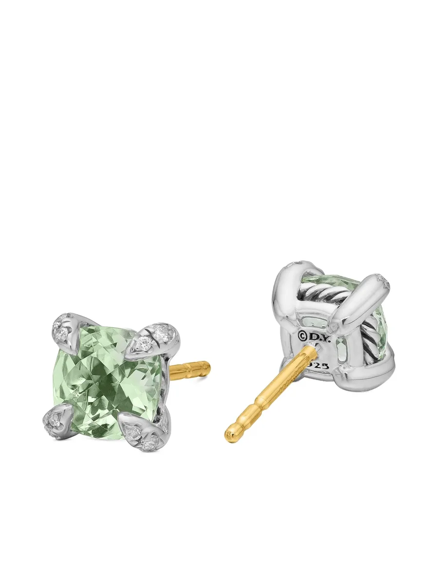 серебряные серьги Petite Chatelaine с празиолитом и бриллиантами (6 мм) 8