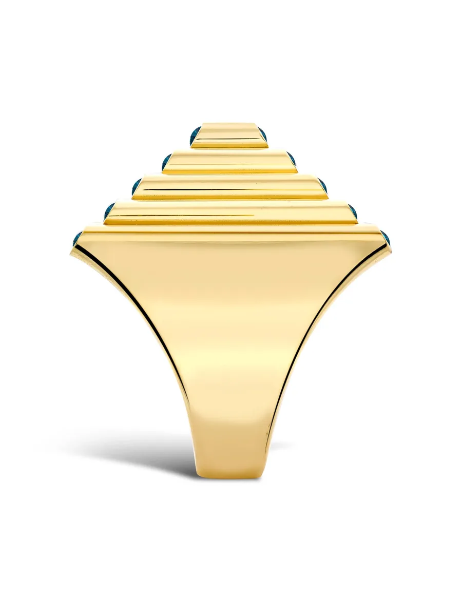 кольцо Pyramid Sculptural из желтого золота с сапфирами 7