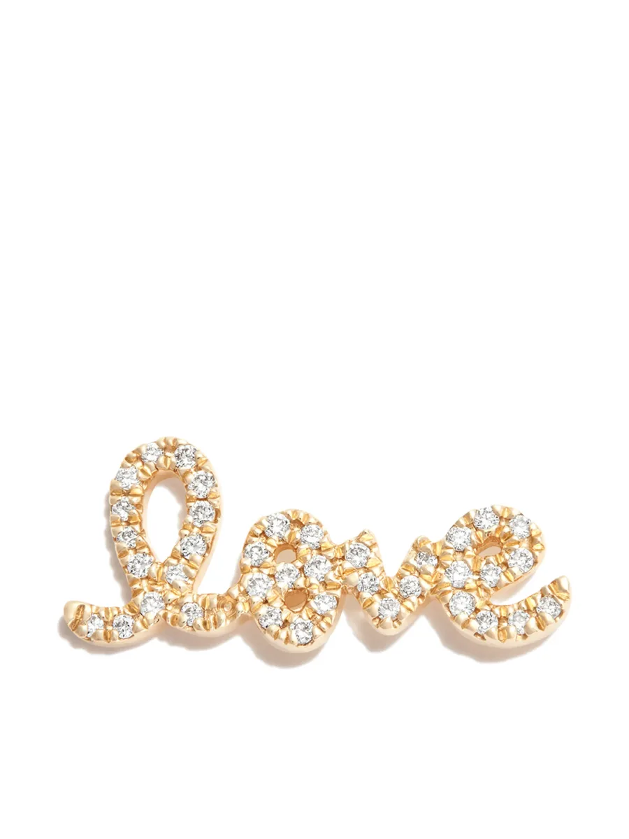 14kt yellow gold Love diamond stud earring 2