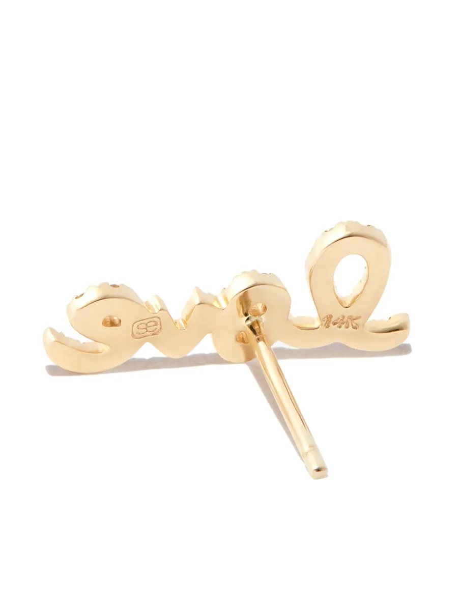 14kt yellow gold Love diamond stud earring 4