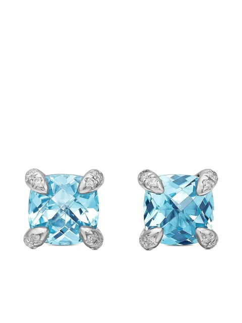 серебряные серьги Petite Chatelaine с топазом и бриллиантами (6 мм)