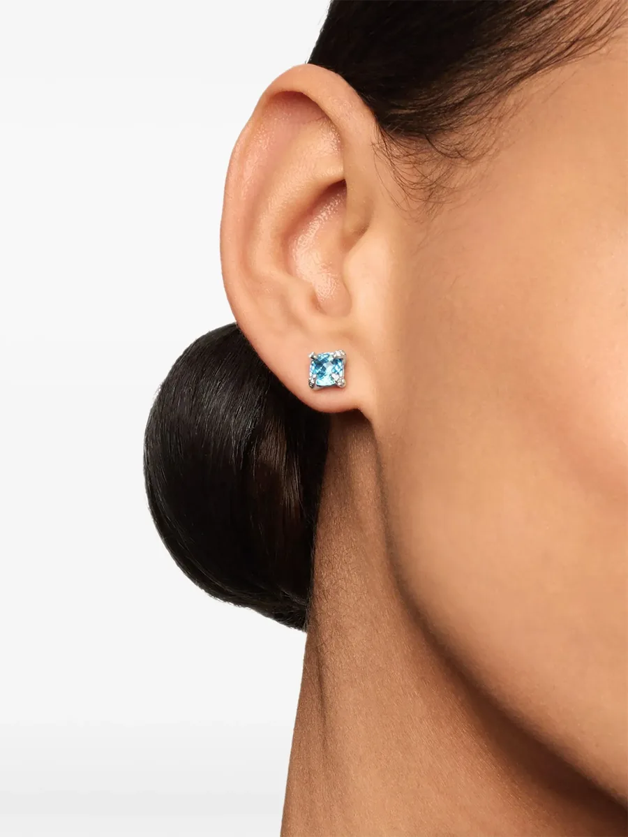серебряные серьги Petite Chatelaine с топазом и бриллиантами (6 мм) 3